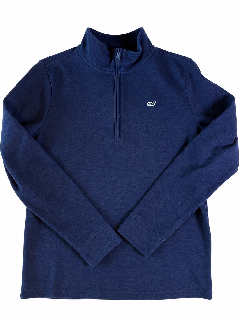 Vineyard Vines Saltwater 1/4 Zip Pullover Boys L 16 Navy Blue Sweater Whale - Picture 4 of 13